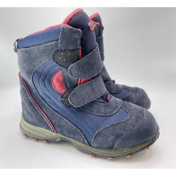 LL‎ BEAN Girls Blue Suede And Pink Insulated Winter Boots Size 5 - Picture 1 of 11